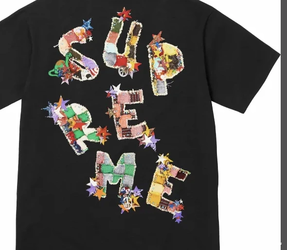 Printed M Color XL Black and L Back White Logo Letter T-shirt Tee Patchwork S 24SS 0825